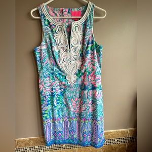 Lilly Pulitzer size 10 shift dress embroidered neckline NWT